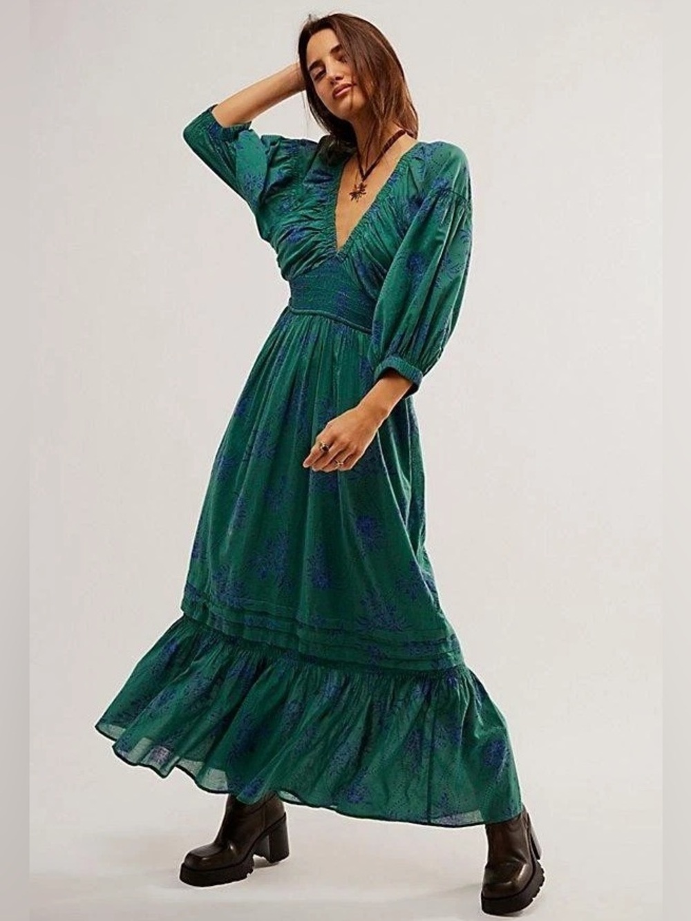 Free People Green Golden Hour Maxi Dress Small